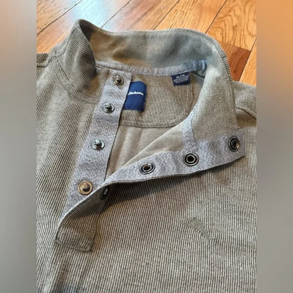 Tommy Bahama Cold Springs Mock Collar Henley Buttons GRAY Sweater Men’s Size XL - Picture 5 of 13